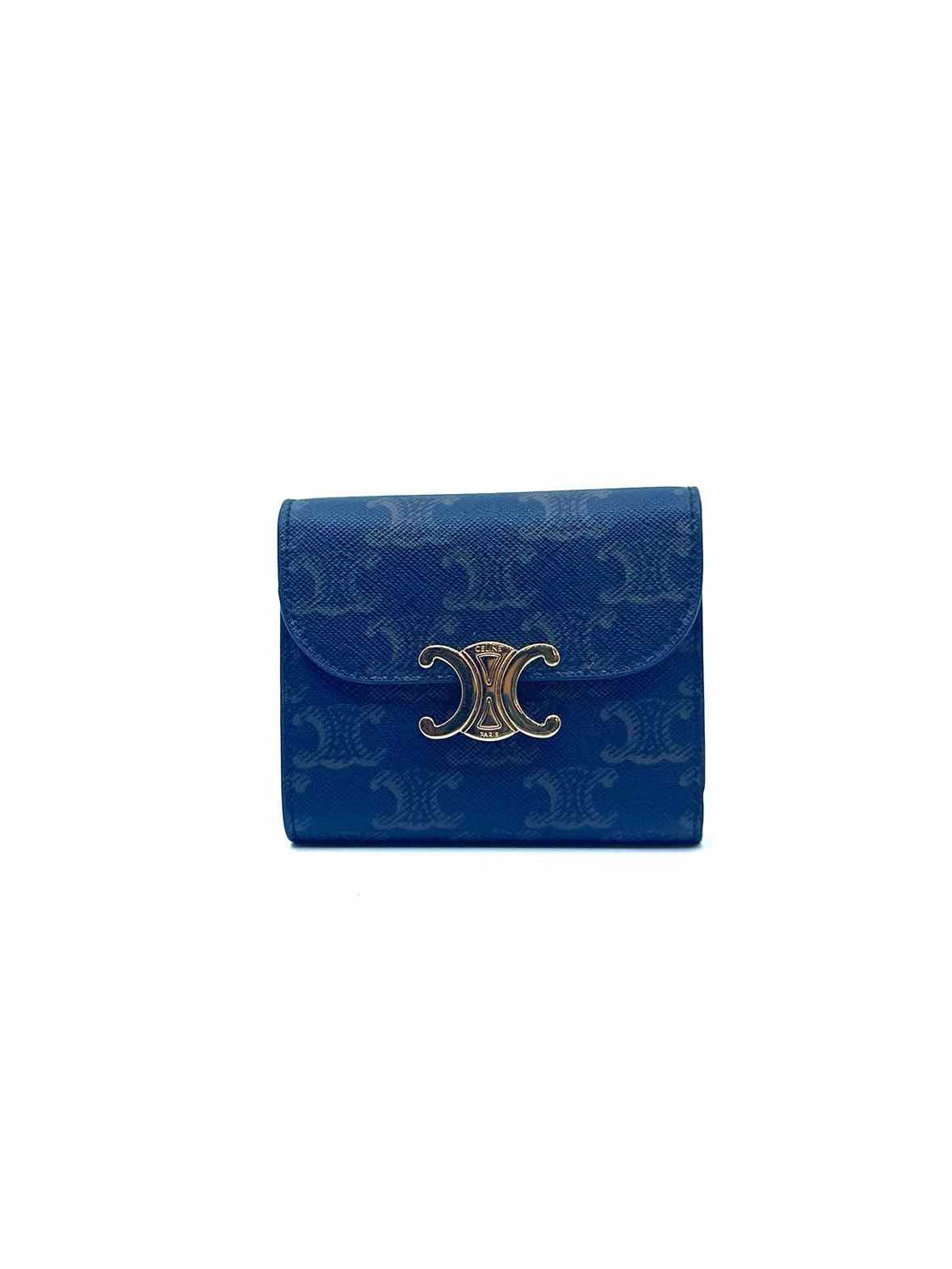 CELINE Small Flap Wallet TRIOMPHE Brown, Camel Coated canvas Monogram Wallet