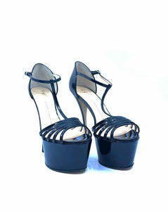 GIUSEPPE ZANOTTI Size 8 Black Patent Leather Sandals