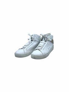 VERSACE Size 8.5 White Leather Sneakers