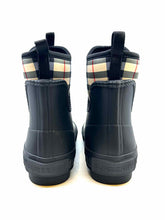 Load image into Gallery viewer, BURBERRY Rainboots Size 7 Black Rubber Plaid Ankle Boot
