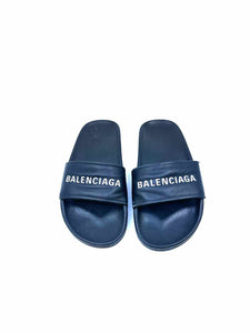 BALENCIAGA Size 6 Black Leather Solid Sandals