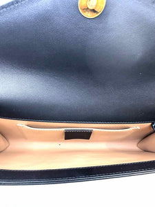 GUCCI Rajah Clutch Black Leather Solid Clutch