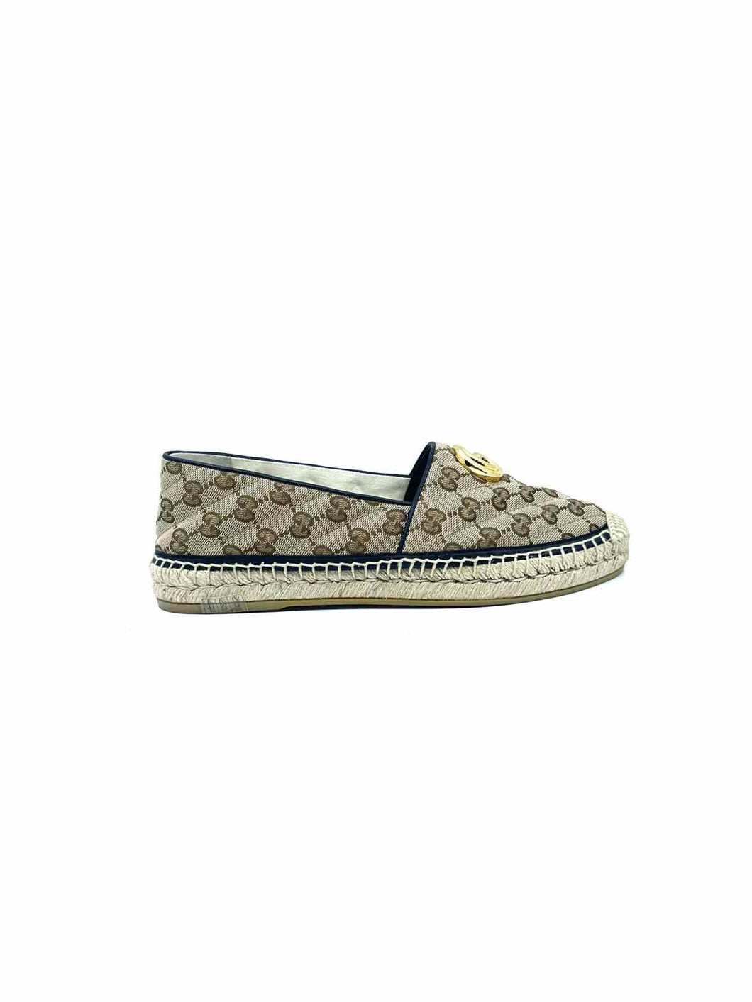 GUCCI Size 9 Beige Canvas Flats