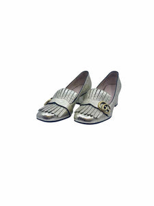 GUCCI Marmont Size 9 Gold Leather Metallic Solid Pumps