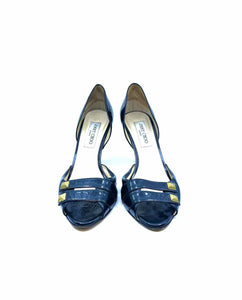 JIMMY CHOO Size 8.5 Black Leather Pumps