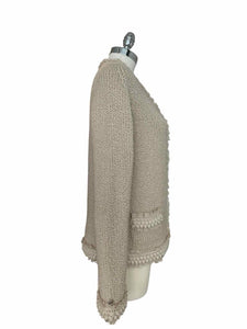 CHANEL Size 6 Beige Knit Solid Cardigan