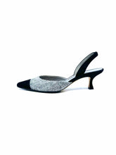 Load image into Gallery viewer, MANOLO BLAHNIK Size 9.5 Grey, Black Wool Suede Solid Sling back

