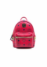 Load image into Gallery viewer, MCM Mini Stark Red, black Leather Monogram Backpack
