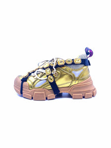GUCCI Size 6 Gold Leather Sneakers