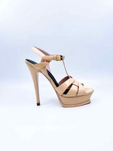 Load image into Gallery viewer, YVES SAINT LAURENT Size 7.5 Peach Patent Leather Sandals
