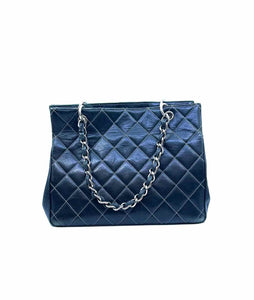 CHANEL Black Leather Quilted Handbag