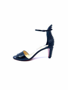 CHRISTIAN LOUBOUTIN Size 6.5 Black Patent Leather Spikes Pumps