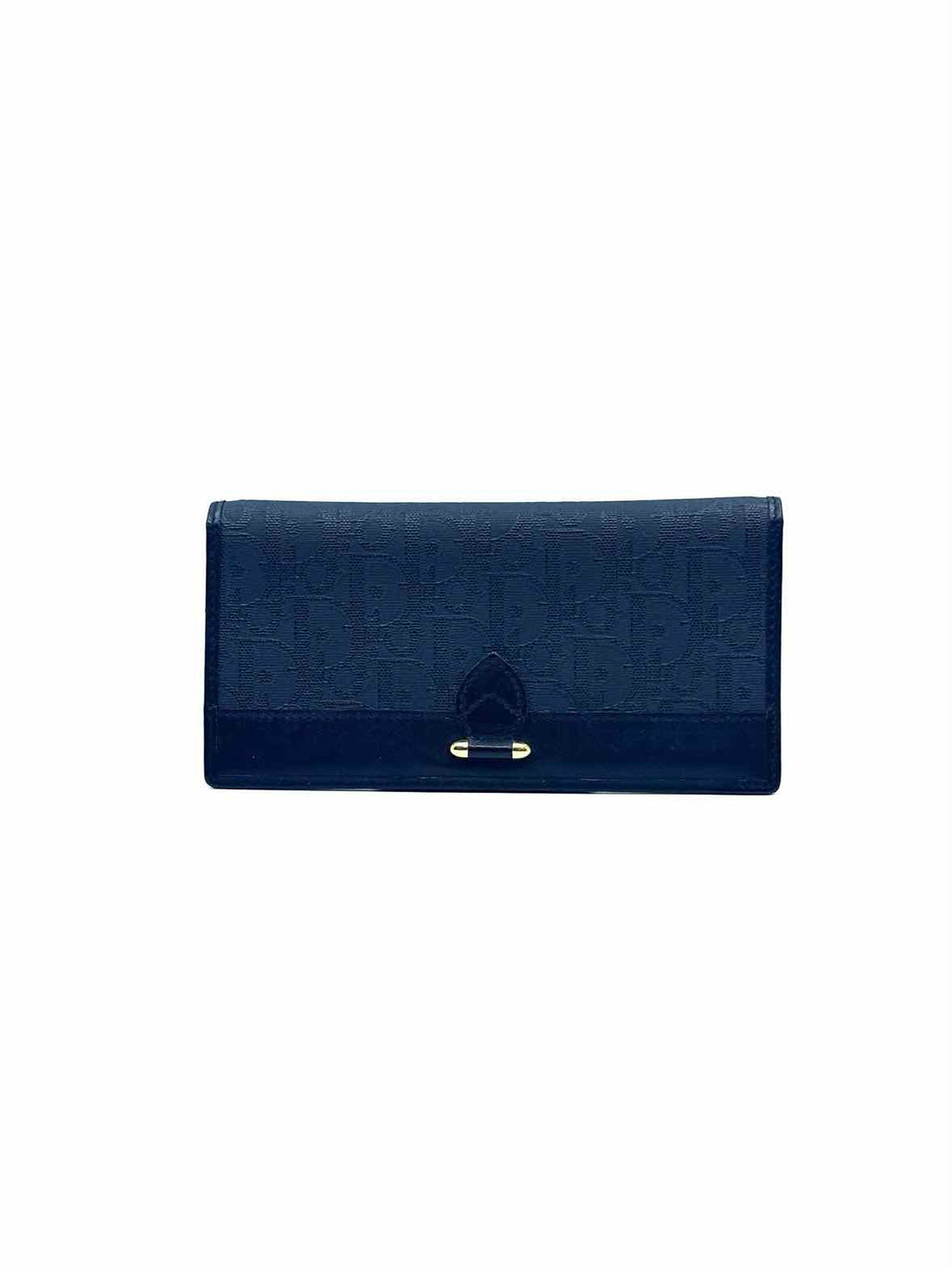 CHRISTIAN DIOR Black Coated canvas Leather Monogram Wallet