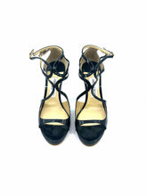 Load image into Gallery viewer, JIMMY CHOO Size 8.5 Black Patent Leather Solid Sandals
