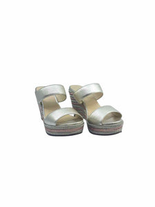 JIMMY CHOO Size 6.5 Gold Leather Wedge