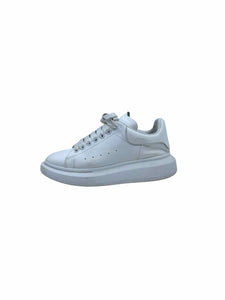 ALEXANDER MCQUEEN Size 7 White Leather Solid Sneakers
