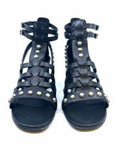 Load image into Gallery viewer, YVES SAINT LAURENT Size 9 Black Leather Solid Sandals
