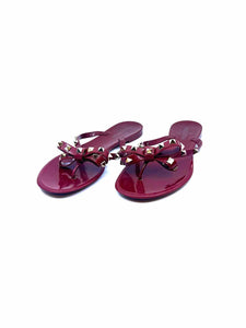 VALENTINO Size 9 Burgundy Rubber Sandals