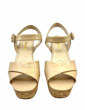 Load image into Gallery viewer, PRADA Size 8.5 Nude Patent Leather Solid Wedge
