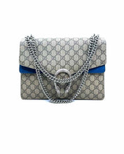 Load image into Gallery viewer, GUCCI Brown, Blue Coated Leather Monogram Handbag
