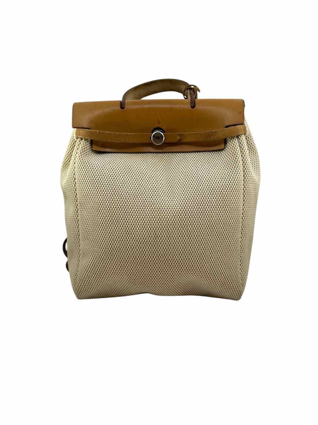 HERMES Herbag Beige Canvas Lace Solid Backpack