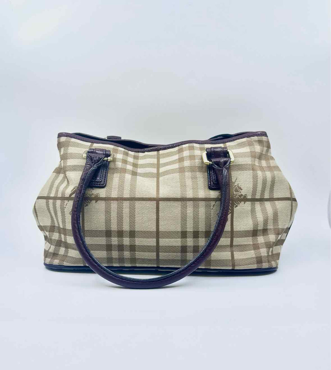 BURBERRY Brown Canvas Plaid Handbag
