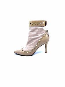 VALENTINO GARAVANI Size 7.5 Beige Patent Leather Ankle Boot