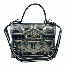 Load image into Gallery viewer, DELVAUX Tempete Le Gladiator Silver, Black PVC Geometric Handbag
