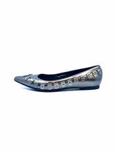 Load image into Gallery viewer, BURBERRY Size 6.5 Gunmetal Leather Solid Flats
