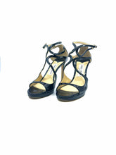Load image into Gallery viewer, JIMMY CHOO Size 8.5 Black Patent Leather Solid Sandals
