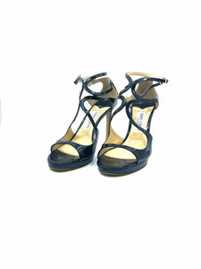 JIMMY CHOO Size 8.5 Black Patent Leather Solid Sandals