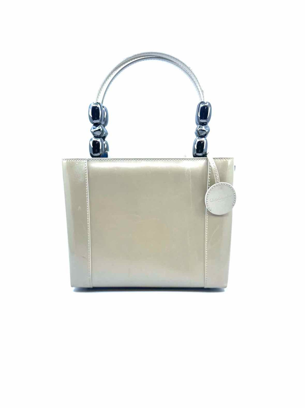 CHRISTIAN DIOR Beige Patent Leather Solid Handbag