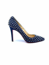 Load image into Gallery viewer, CHRISTIAN LOUBOUTIN Size 6.5 Blue Denim Rockstud Pumps
