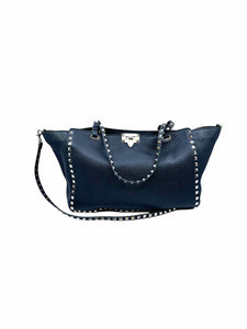 VALENTINO Black Leather Pebble Tote