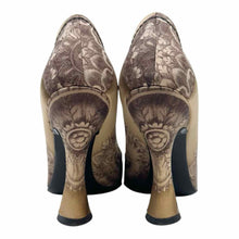 Load image into Gallery viewer, PRADA Size 7.5 Beige, Brown Satin Pumps
