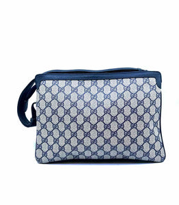 GUCCI Navy, Beige Coated canvas Monogram Handbag