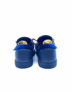 GIUSEPPE ZANOTTI Size 4 Blue, Black Velvet Solid Sneakers