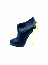Load image into Gallery viewer, GIUSEPPE ZANOTTI Size 9.5 Black, gold Leather Solid Ankle Boot
