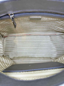 PRADA Galleria Silver Leather Metallic Solid Handbag