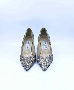 JIMMY CHOO Size 7 Gold Leather Sparkle Pumps