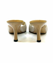 Load image into Gallery viewer, CHANEL Size 6.5 Beige, White Canvas Monogram Sandals

