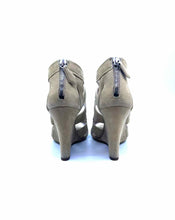 Load image into Gallery viewer, MIU MIU Size 7 Khaki Suede Wedge
