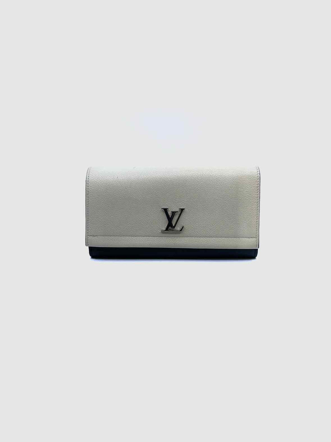LOUIS VUITTON Portefeiulle Lock-Me II Navy, Cream Leather Solid Wallet