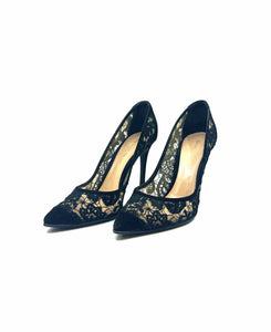 GIANVITO ROSSI Size 9 Black Suede Lace Pumps