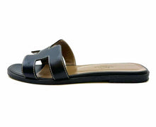 Load image into Gallery viewer, HERMES Size 5 Black Leather Solid Sandals
