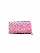 Load image into Gallery viewer, BOTTEGA VENETA Continental Pink Leather Woven Wallet
