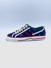 Load image into Gallery viewer, GUCCI Size 6 Blue, Red Canvas Polka Dot Sneakers
