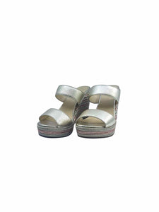 JIMMY CHOO Size 6.5 Gold Leather Wedge