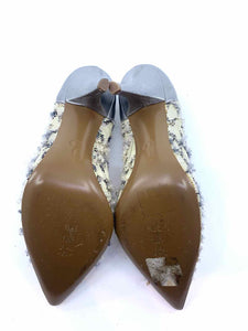 MOSCHINO Size 7.5 Silver, Cream Tweed Solid Pumps