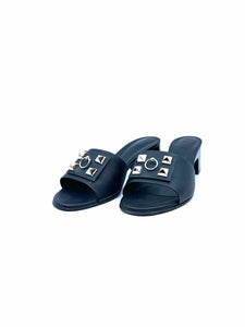 HERMES Size 9 Black Mules